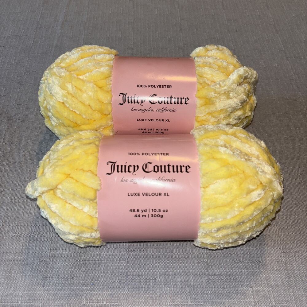 Lot 1 Juicy Couture LUXE VELOUR XL Yellow Pear Chunky Jumbo Yarn Skein Soft